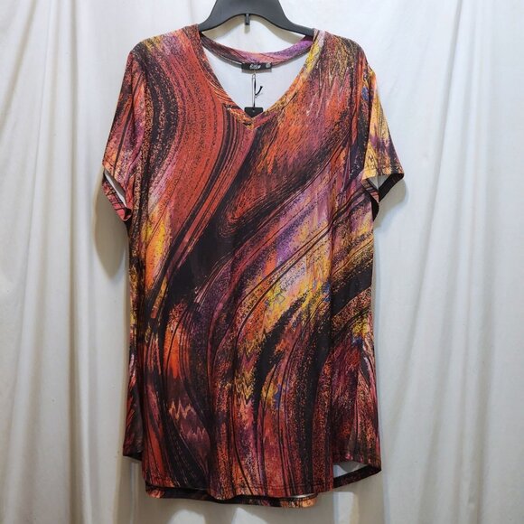 Lily by Firmiana Multicolor Painting Tunic Top Plus Size 2XL New - Picture 1 of 5